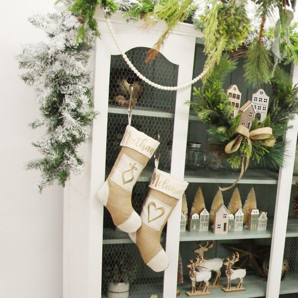 Christmas Village Hanging Stockings Cabinet