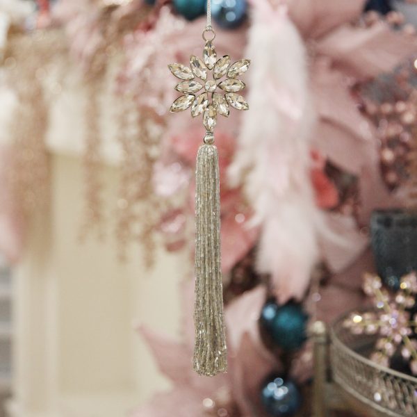 Crystal Snowflake Tree Decorations with Tassel Hanging