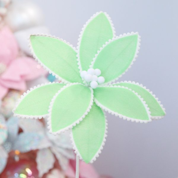 Fun Pale Mint Flower Clip with White Edge