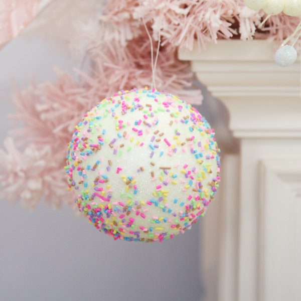 Green Glitter Bauble with Sprinkles Hanging