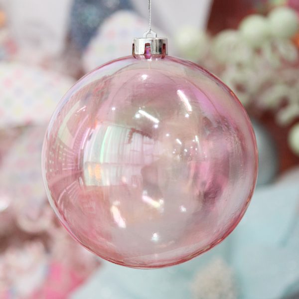 Iredescent Pink Jumbo Shatterproof Christmas Bauble Hanging