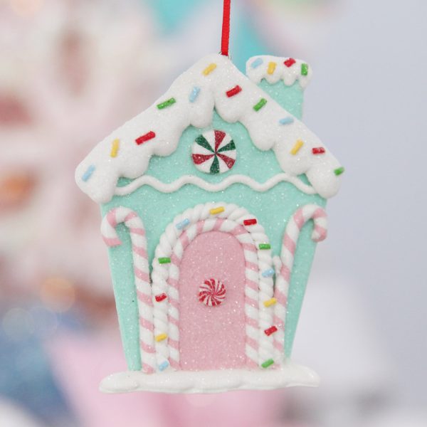 Mint Green Candy Gingerbread House Tree Decoration Hanging