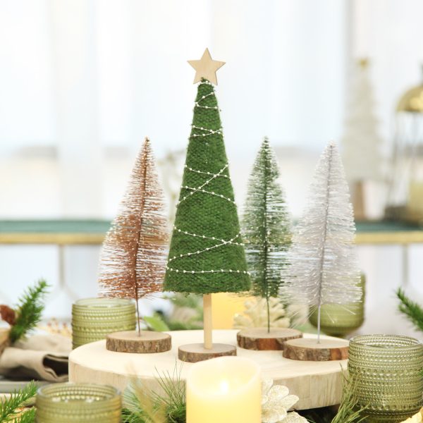 Natural Green Wool Cone Table Top Tree