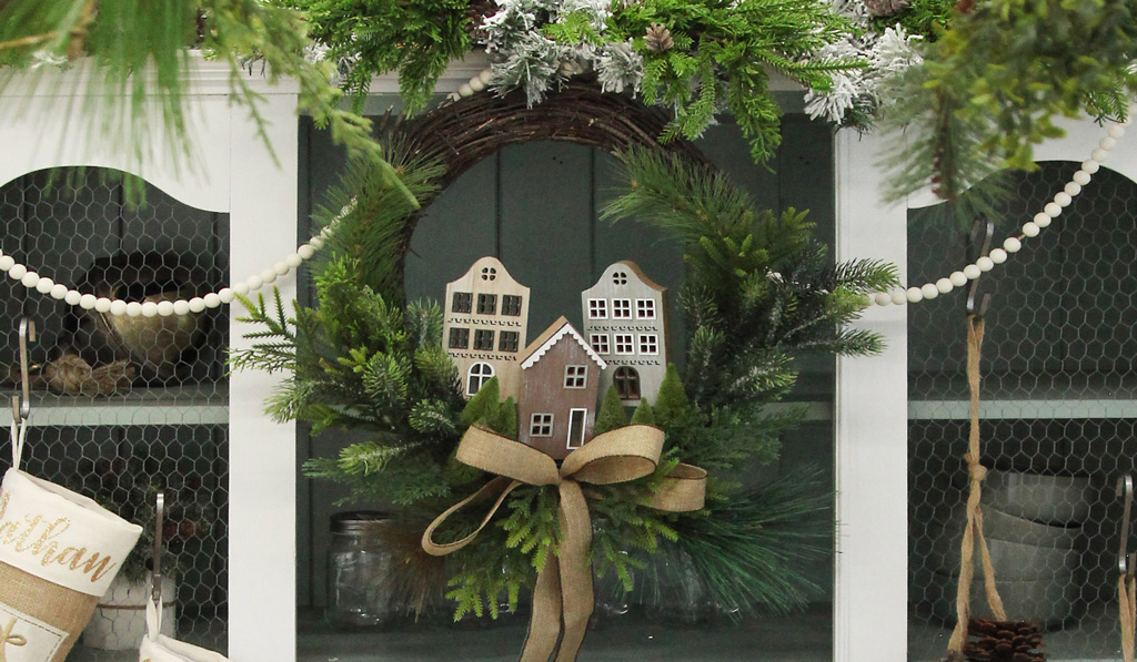 Nordic Christmas Village DIY Wreath Feature