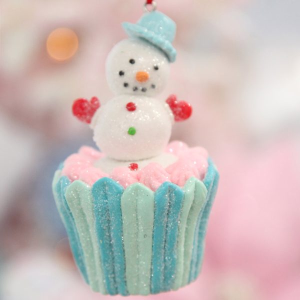 Snowman Cupcake Christmas Tree Decoration