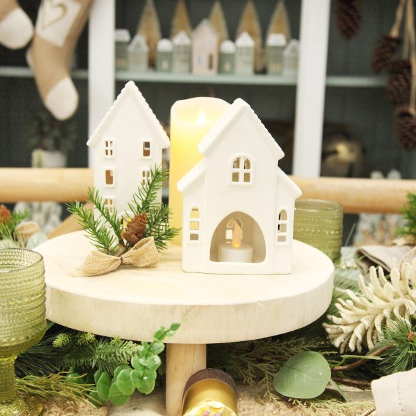Nordic White Christmas Church Candle Holder