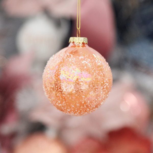 Peach Glass Christmas Bauble Hanging