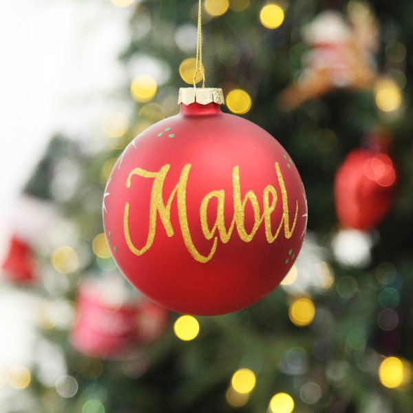 Personalised Red Glass Christmas Bauble Hanging
