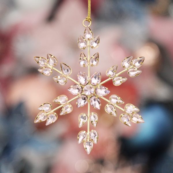 Pink Crystal Snowflake Tree Decoration Hanging