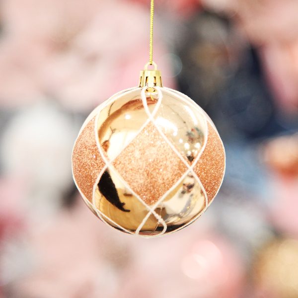 Rose Gold Diamond Christmas Bauble Hanging