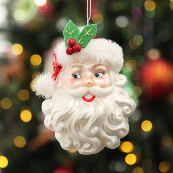Santa Head Glass Hanging Christmas Tree Decoration