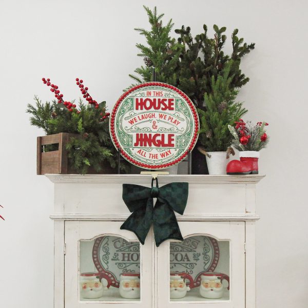 Vintage Christmas Cabinet - In this house we laugh we play & Jingle all the way