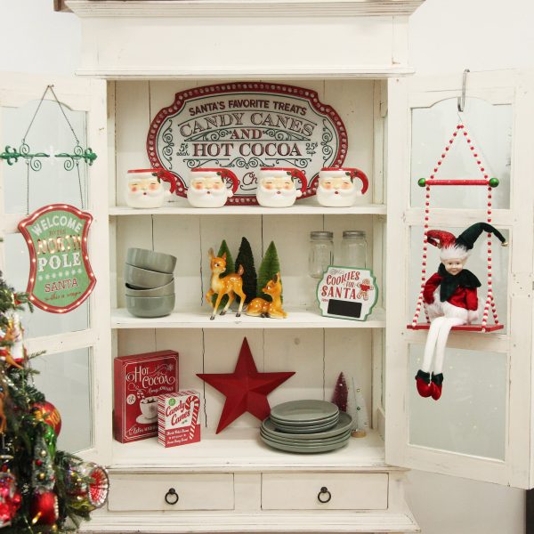 Vintage Christmas Cabinet - Santas favorite Treats Candy Canes and Hot Cocoa