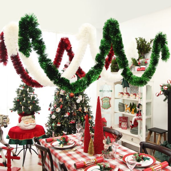 Vintage Christmas Decorating Theme with Red and Green Garland