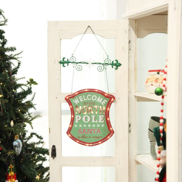 Vintage Lightup Welcome to the North Pole Santa Sign