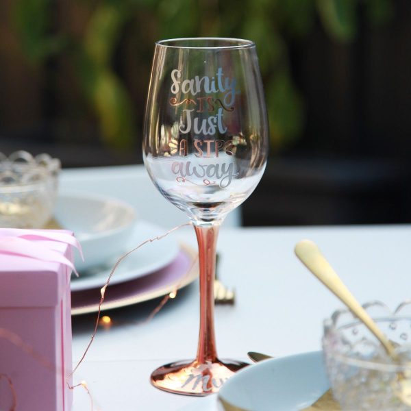 personalised rose gold sanity is just a sip away wine glass detail level up your christmas gift giving