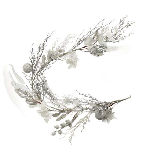 Silver and white frost christmas garland display