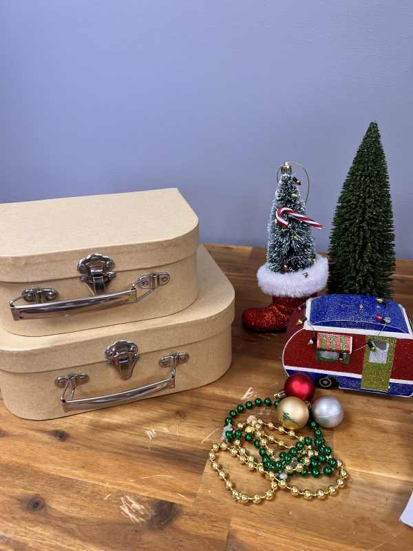 Vintage Christmas Suitcase Scene Supplies