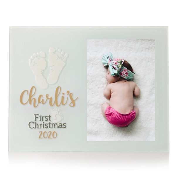 Personalised First Christmas Baby Feet Photo Frame Vinyl