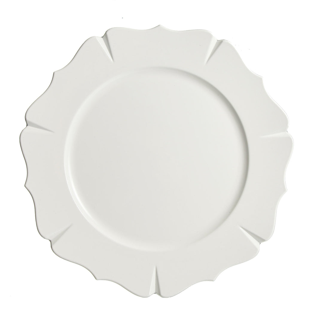 White Scallop Rim Charger Plate