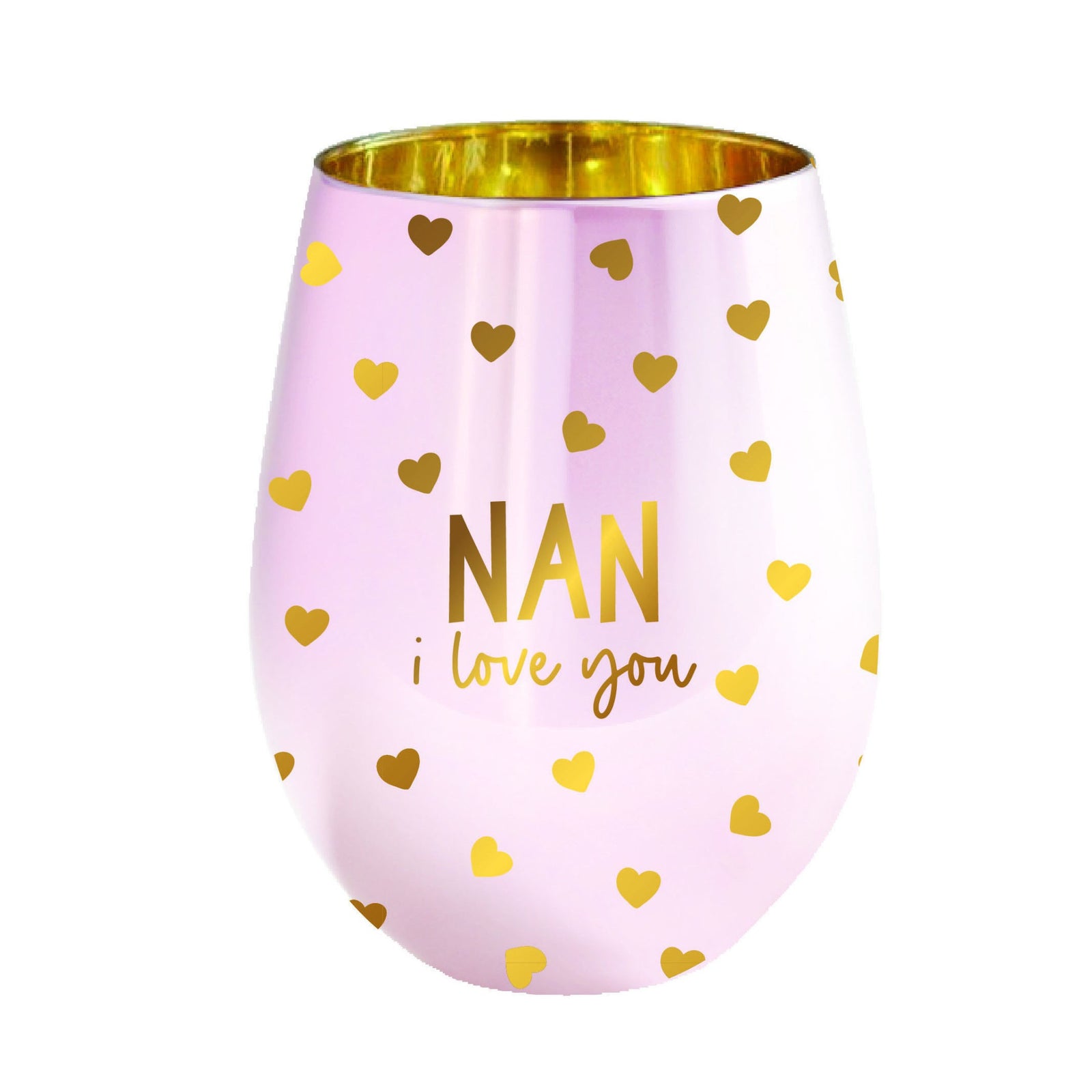 Nan I Love you - Pink Stemless Wine Glass