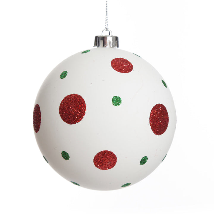 Candy Cane Dots and Stripes Christmas Baubles - Set of 4