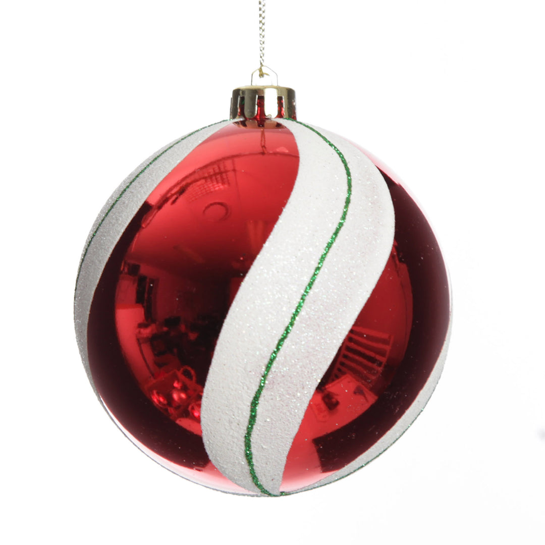 Candy Cane Dots and Stripes Christmas Baubles - Set of 4