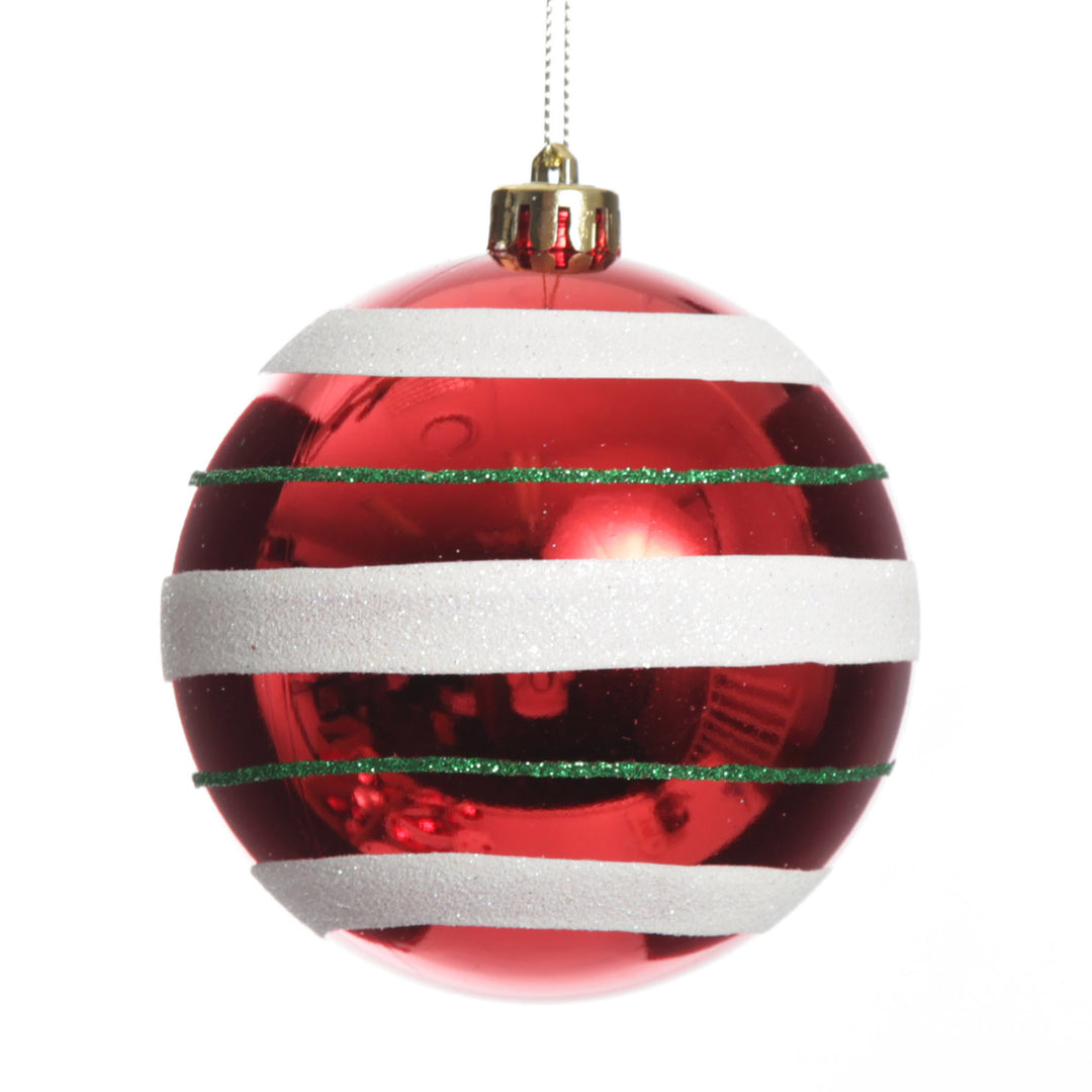 Candy Cane Dots and Stripes Christmas Baubles - Set of 4