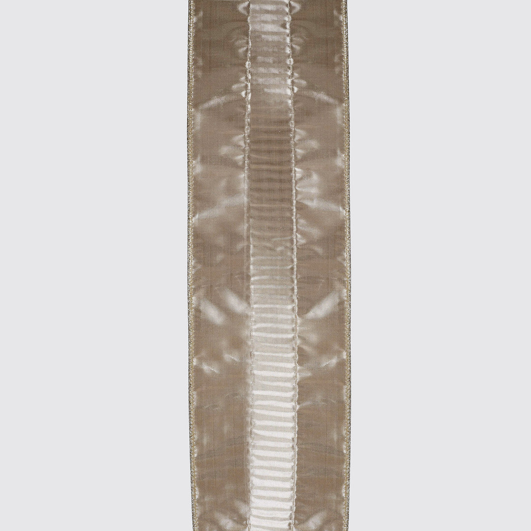 Champagne Diamonte Deluxe Velvet Wired Ribbon - 10cm x 10m