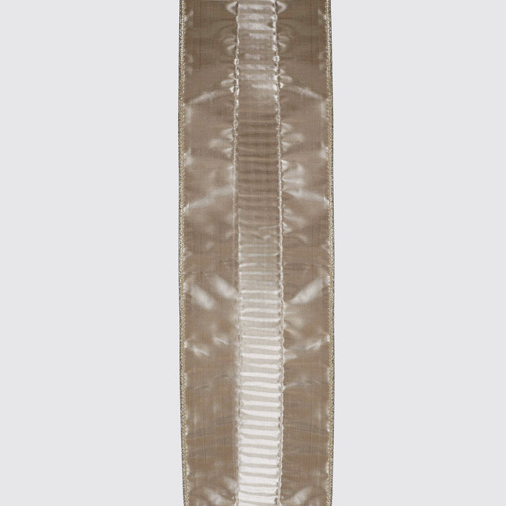 Champagne Diamonte Deluxe Velvet Wired Ribbon - 10cm x 10m
