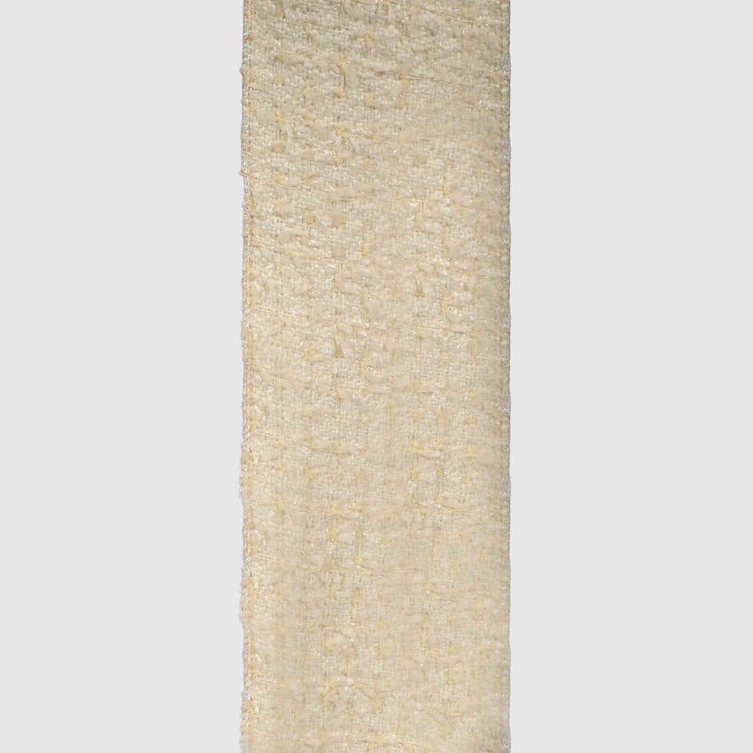 Ivory Tweed Deluxe Wired Ribbon - 10cm x 10m