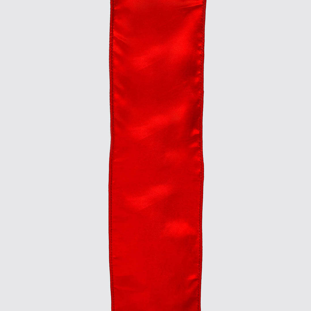 Red Tweed Ribbon with Wired Edge - 10cm x 10m
