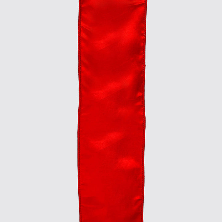 Red Tweed Ribbon with Wired Edge - 10cm x 10m