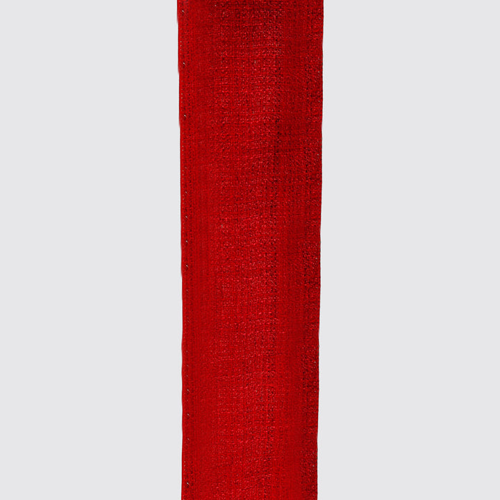 Red Tweed Ribbon with Wired Edge - 10cm x 10m