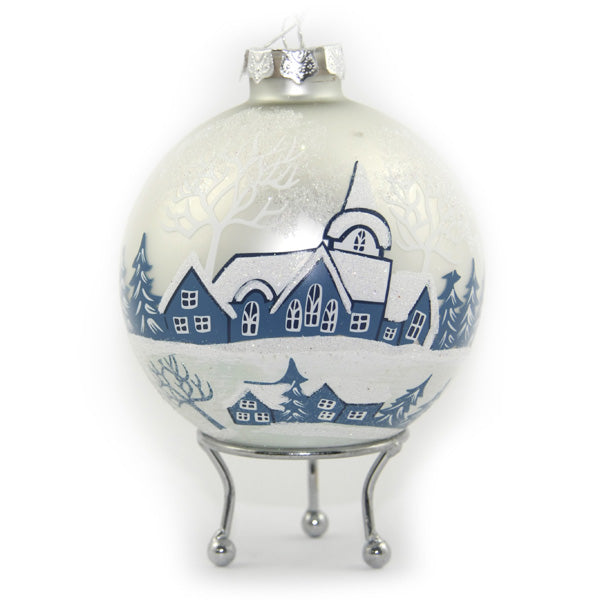 White Winter Church Christmas Bauble