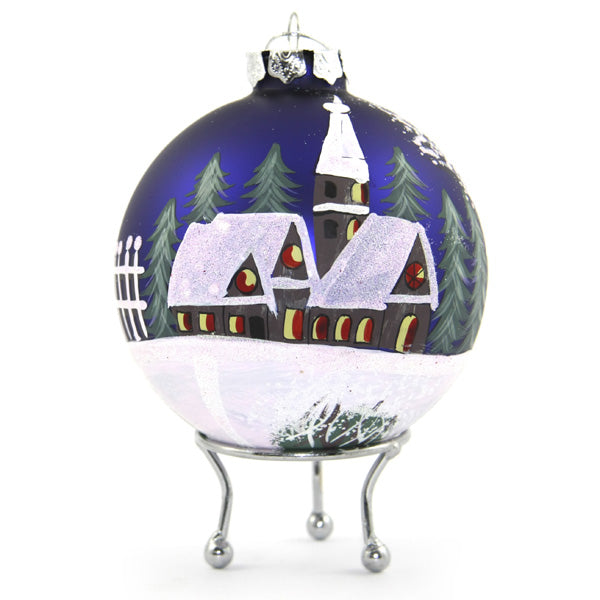 Blue Christmas Village Christmas Bauble