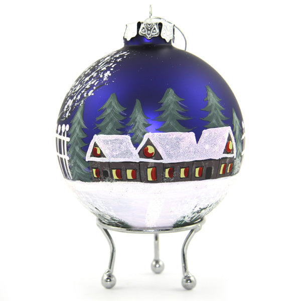 Blue Christmas Village Christmas Bauble Back Detail