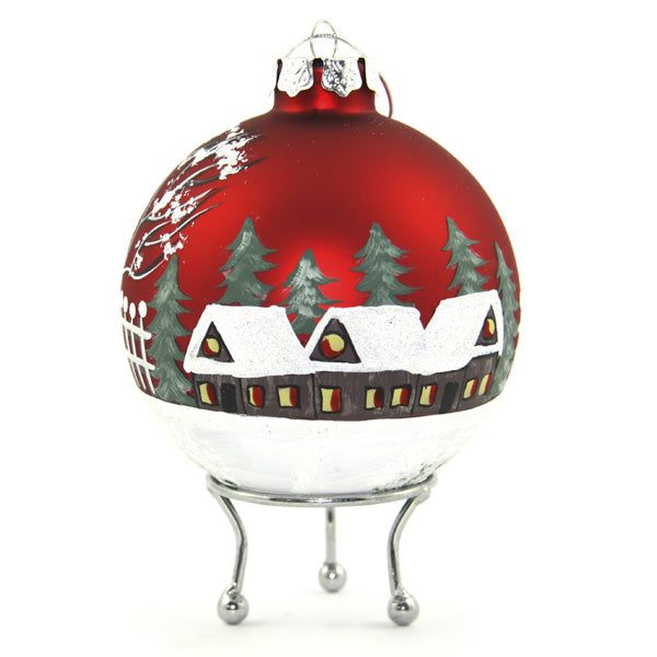 Red Christmas Village Christmas Bauble Back Detail