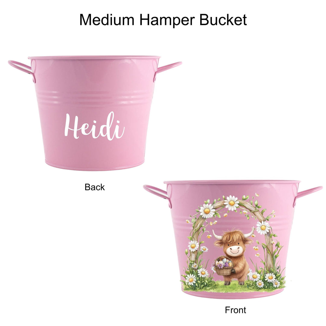 Easter Hamper Bucket - Highland Cow Daisy