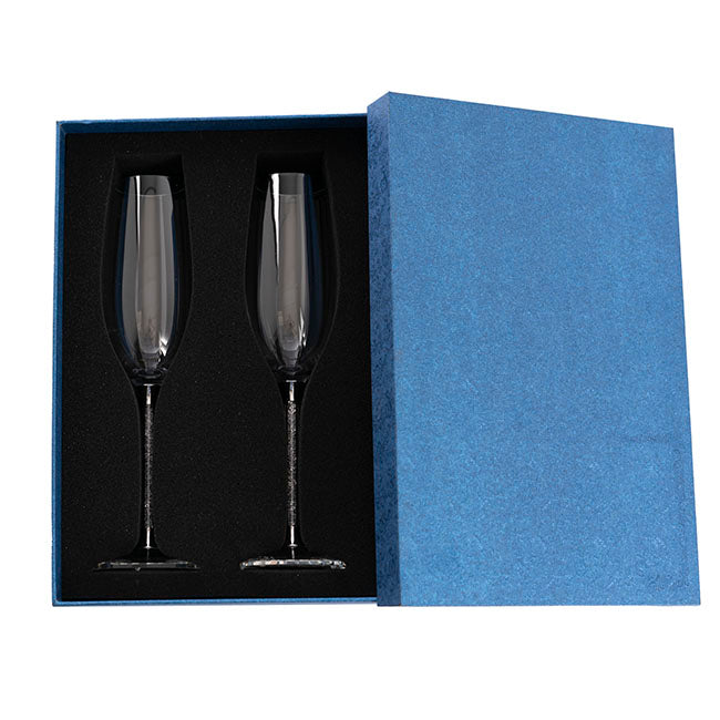 Champagne Glass with Silver and Crystals - Set of 2