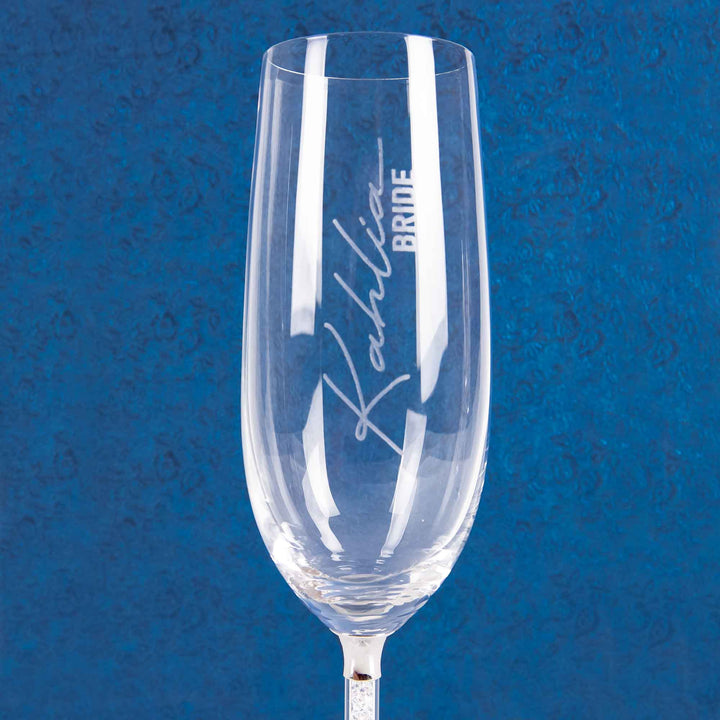 Champagne Glass with Silver and Crystals - Set of 2