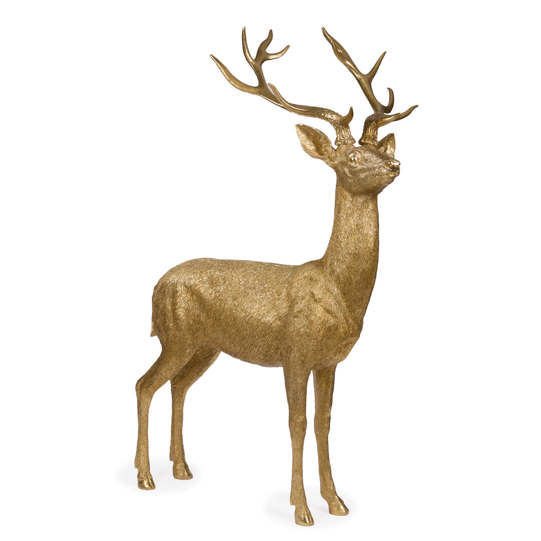 135cm Regal Gold Standing Reindeer Statue