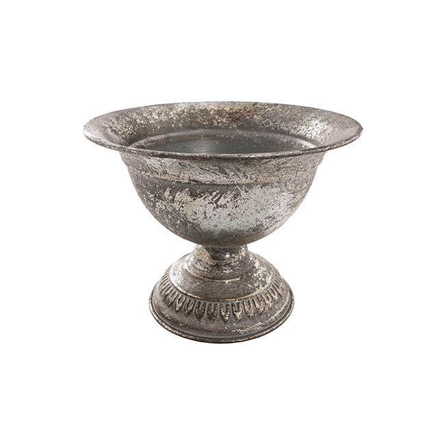 Metal Floral Urn Pewter Silver 20cmx15.5cm(H)
