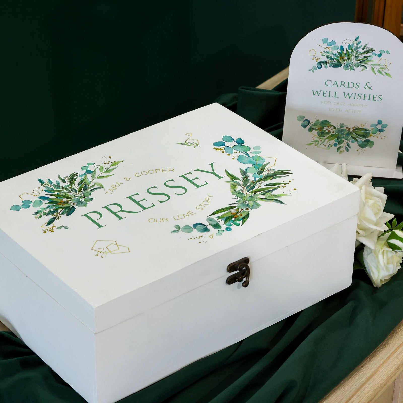 Personalised Native Florals Wedding Wishing Well Printed Keepsake Box