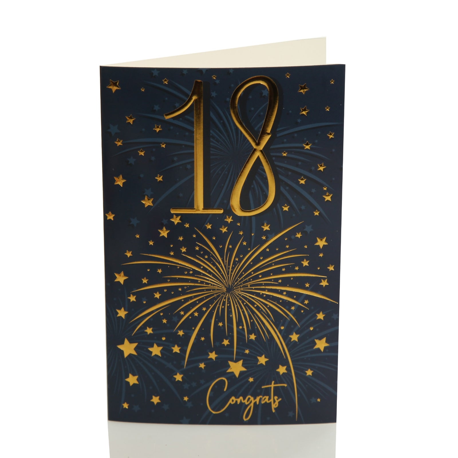 18th Birthday Card and Wrap Blue and Gold Fireworks