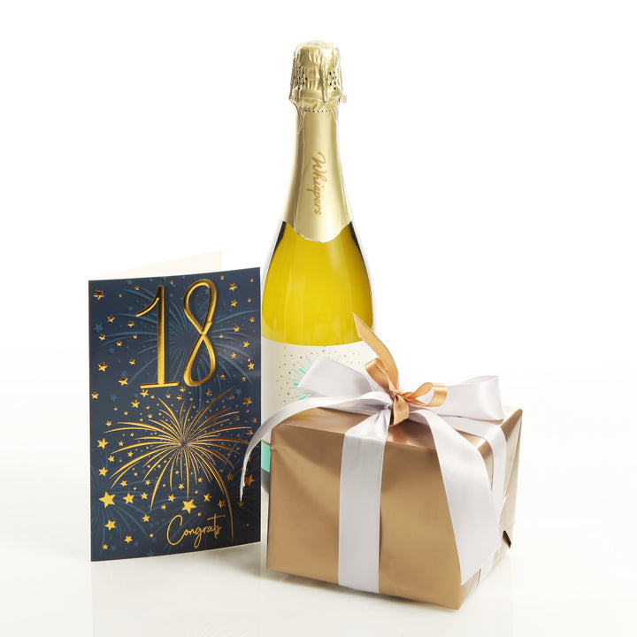 18th Birthday Card and Wrap Blue and Gold Fireworks