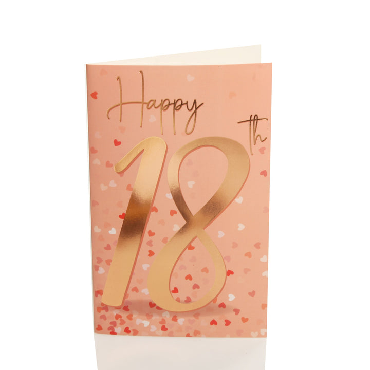 18th Birthday Card and Wrap Rose Gold Hearts