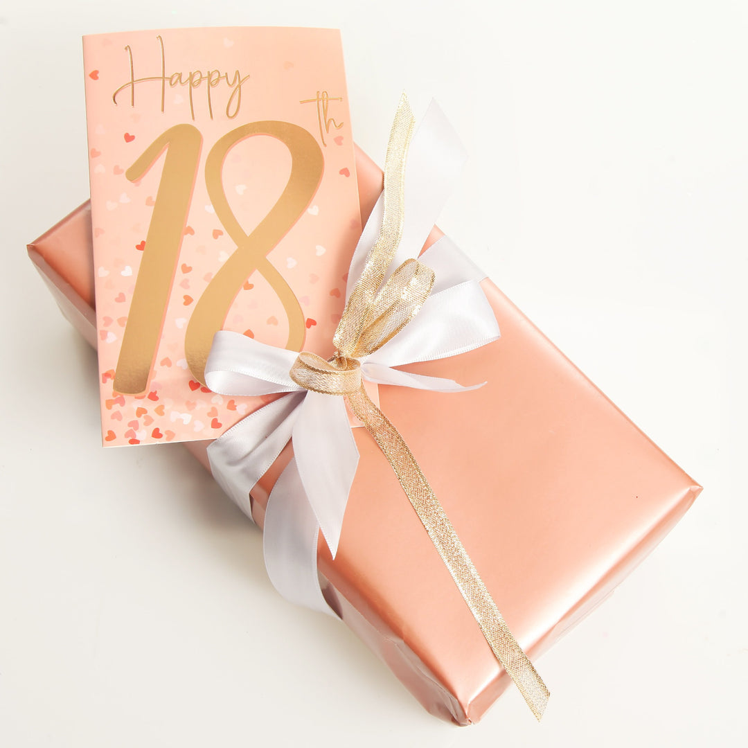 18th Birthday Card and Wrap Rose Gold Hearts