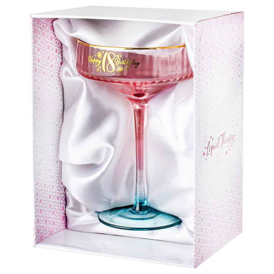 18th Pink and Gold Fluted Coupe Glass