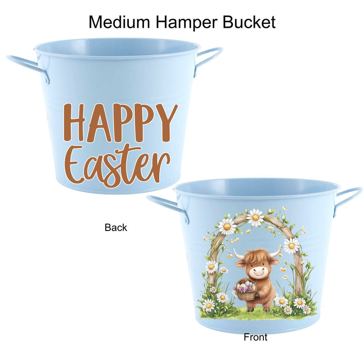 Easter Hamper Bucket - Highland Cow Daisy